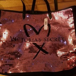 Victoria secret sequence pink and black bag